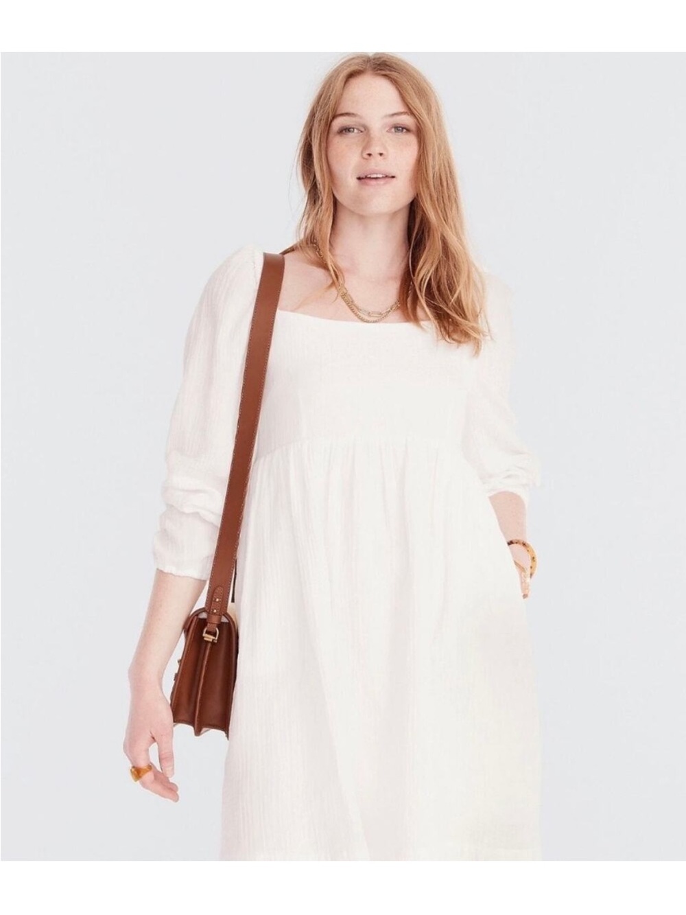 J. Crew White Textured Linen Mini Dress